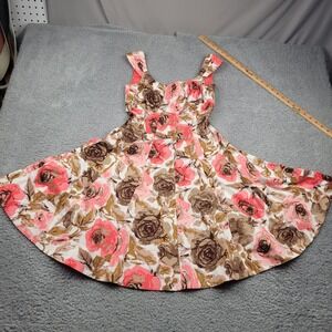 Maggy London Petites Floral Print Fit and Flare Dress Sleeveless Cotton 4P‎